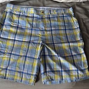 FootJoy Men's Plaid Shorts in Blue and Yellow